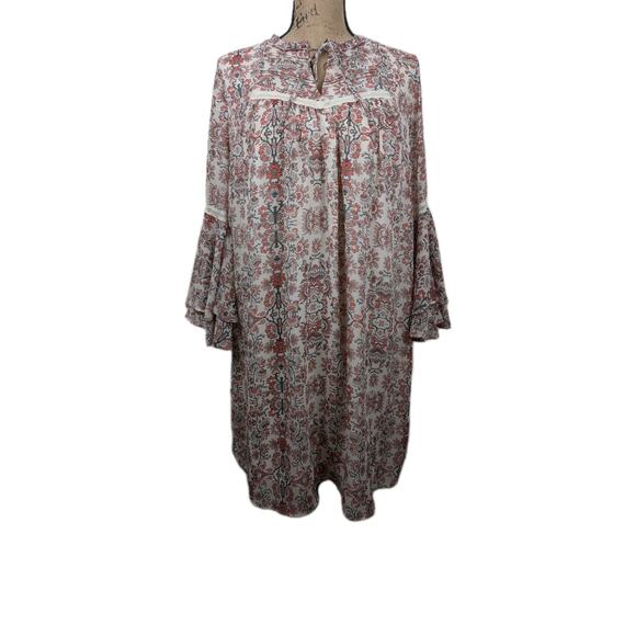 Gibson‎ Latimer Women's Floral Cottage Midi Bell Sleeve Dress Size Small Boho - Picture 1 of 9